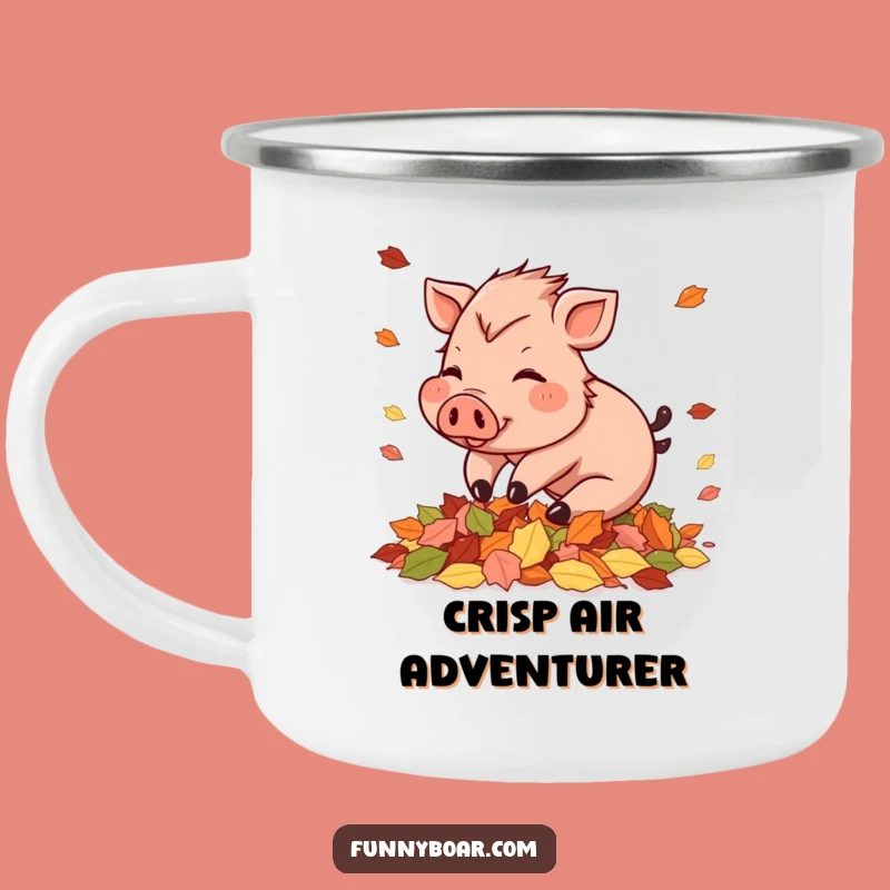 Funny Autumn Boar Camping Mug: Durable Pig Art, Great Funny Gift for Outdoors