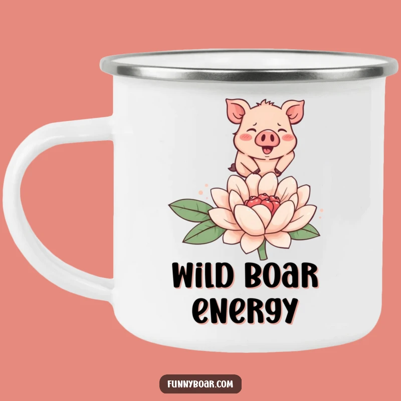 Funny Boar Flower Camping Mug: Durable Cartoon Cup for Outdoor Adventures