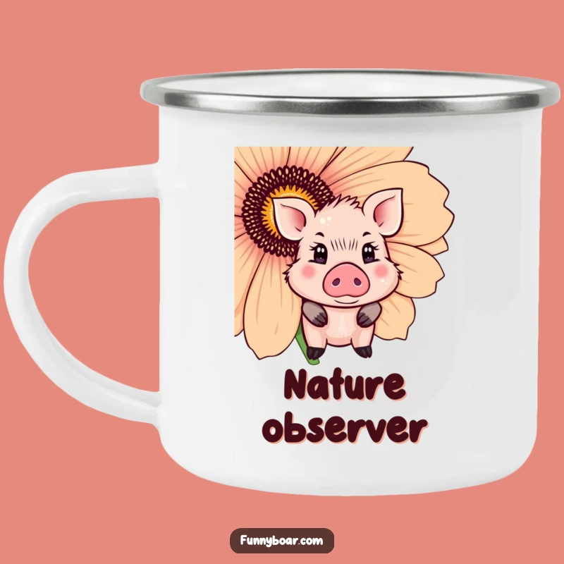 Funny Shy Boar Camping Mug: Durable Pig Art, Great Funny Gift