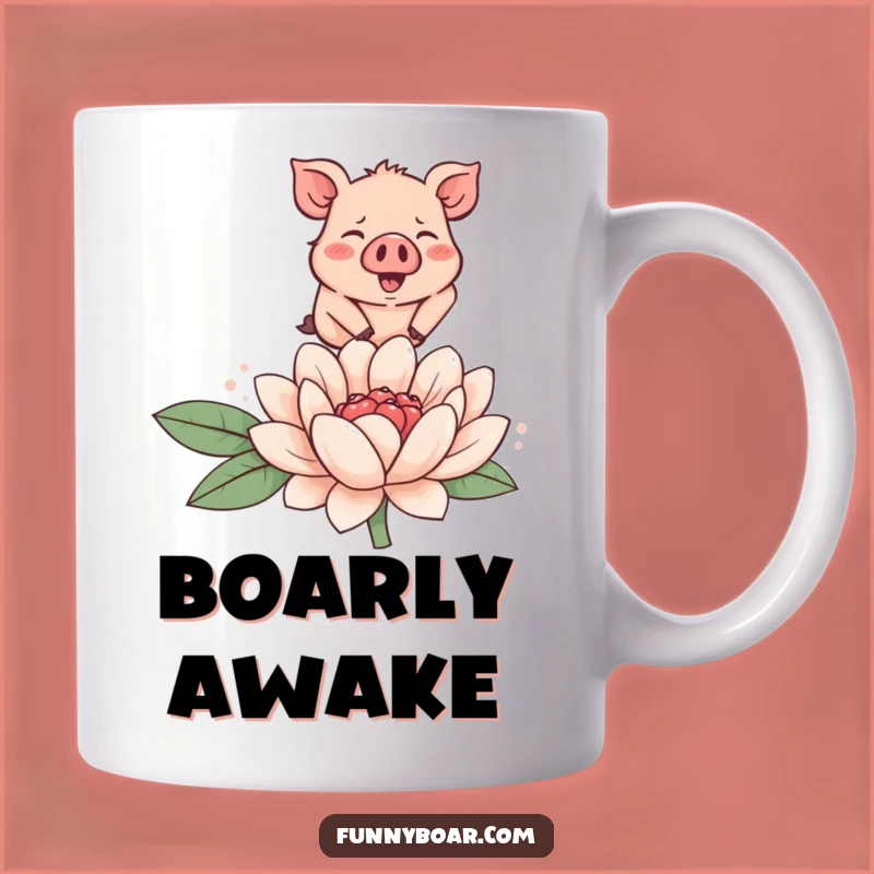 Funny Boar Flower Leap Mug: Adorable Cartoon Animal Gift for Nature Lovers