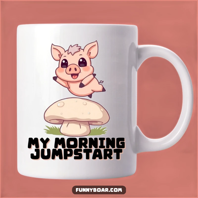 Funny Boar Mushroom Jump Mug: Tiny Pig Artwork, Perfect Funny Gift for Animal Lovers