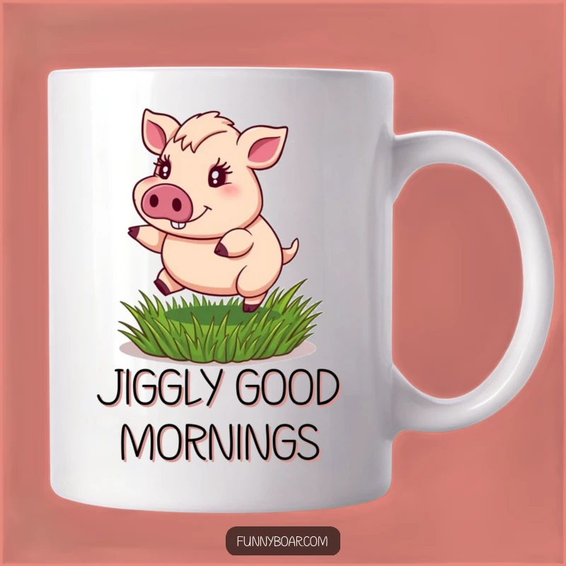 Funny Boar Bounce Mug: Portly Boar's Joyful Spring, Hilarious Gift