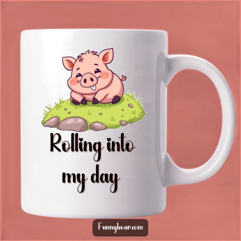 Funny Rollicking Boar Mug: Chubby Pig Art, Perfect Funny Gift for a Happy Soul