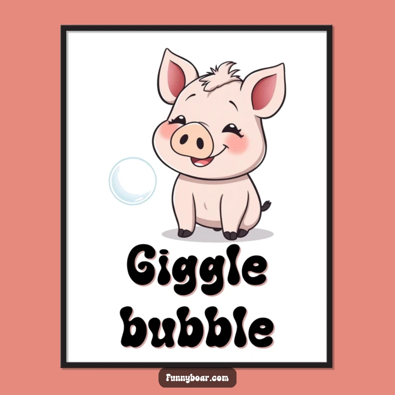 Funny Giggling Boar Digital Art: Playful Pig Print, Instant Funny Gift Download