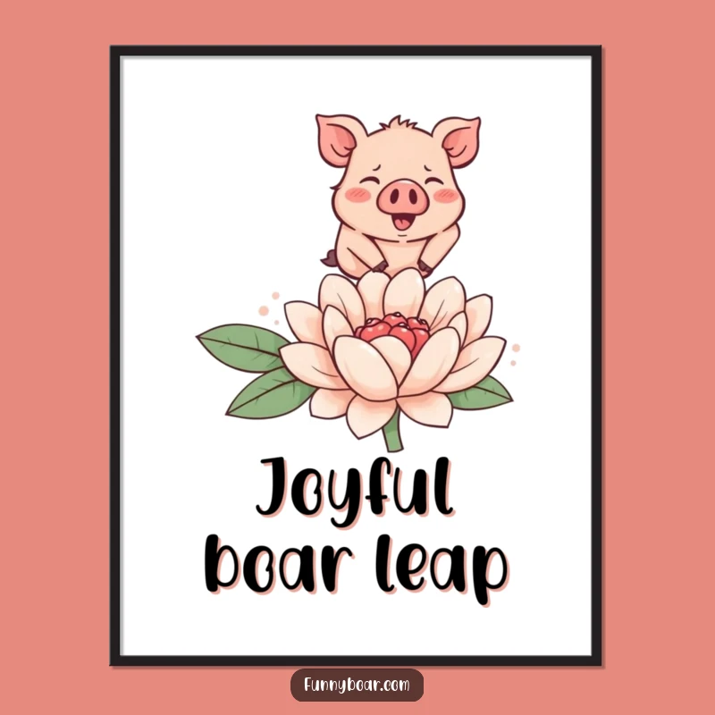 Funny Boar Flower Digital Art: Instant Download Print for Whimsical Decor