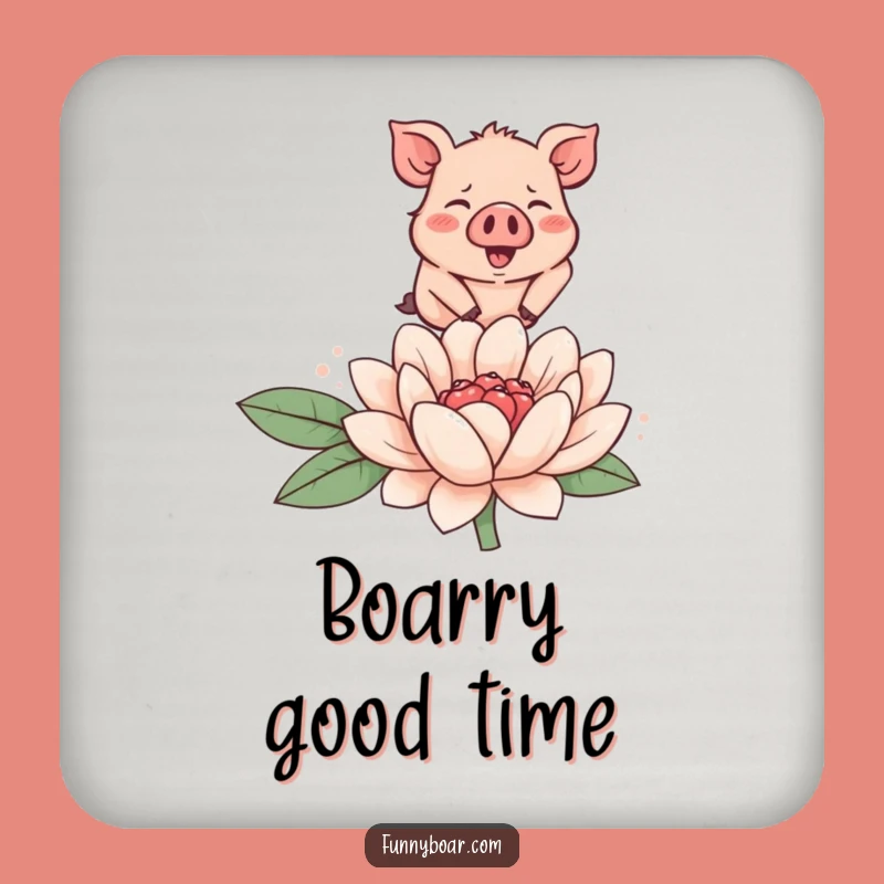 Funny Boar Flower Coaster Set: Protect Surfaces with Cartoon Charm