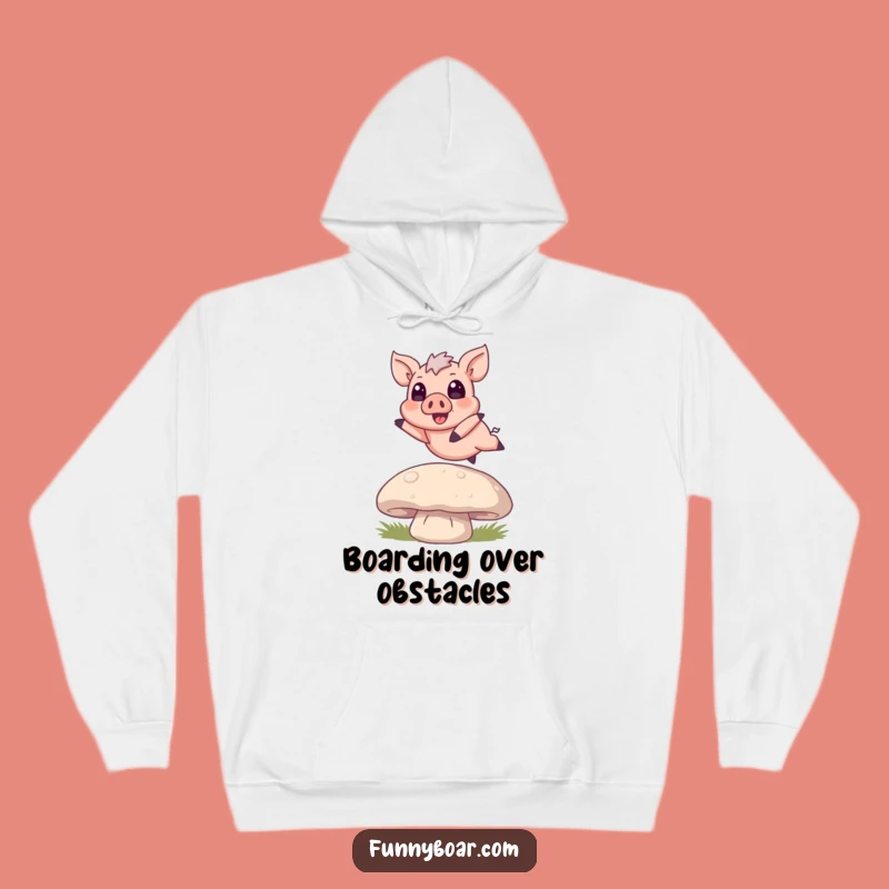 Funny Boar Mushroom Jump Hoodie: Cozy Pig Artwork, The Perfect Funny Gift for Cold Days
