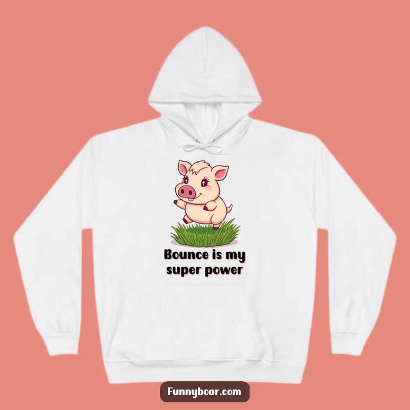 Funny Boar Hoodie: Cozy & Energetic Portly Boar Bounce Design
