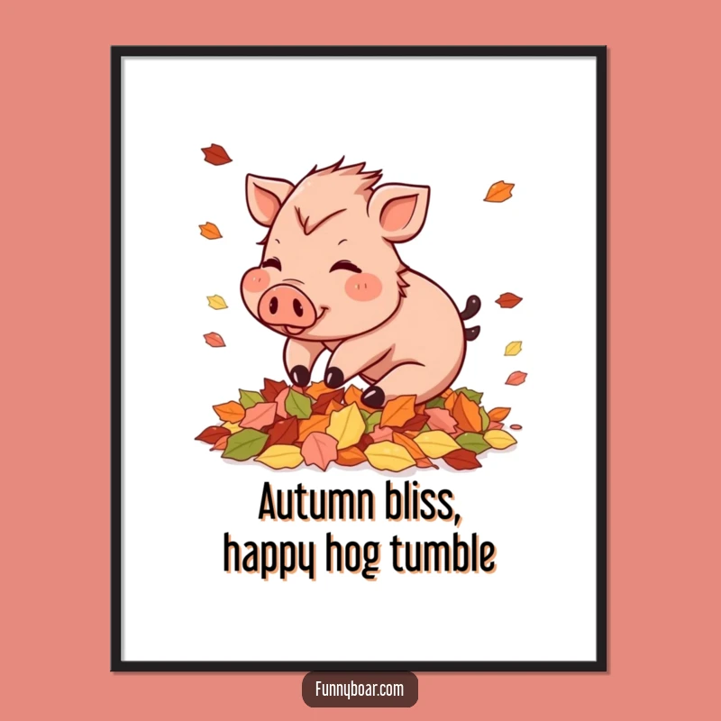 Funny Free Printable Wall Art: Autumn Boar Tumble Downloadable Decor