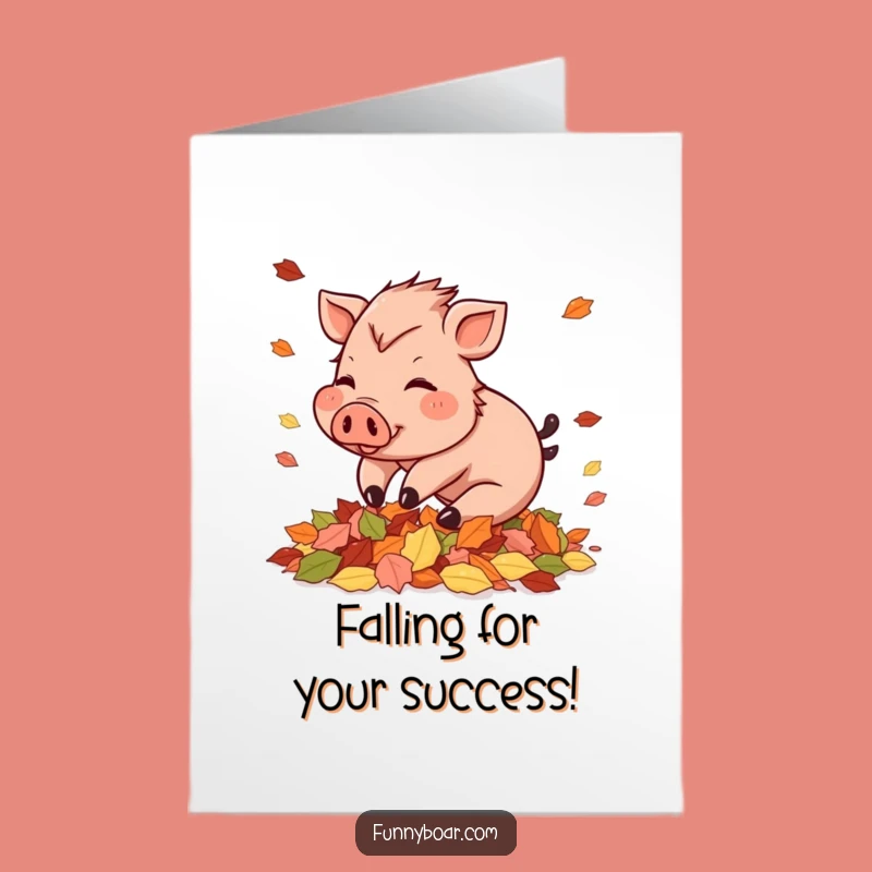 Free Printable Congratulations Card: Autumn Boar Tumble Humorous Downloadable