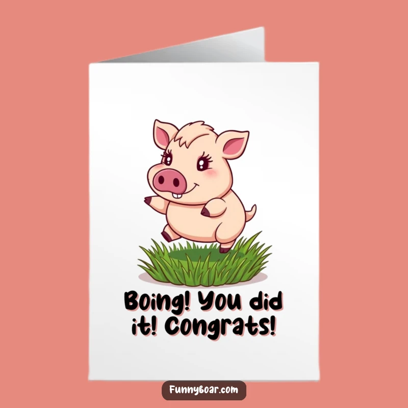 Free Printable Congrats Card: Boar's Joyful Bounce Celebration