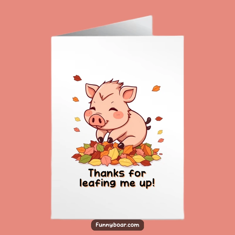Free Printable Thank You Card: Autumn Boar Tumble for a Funny Downloadable