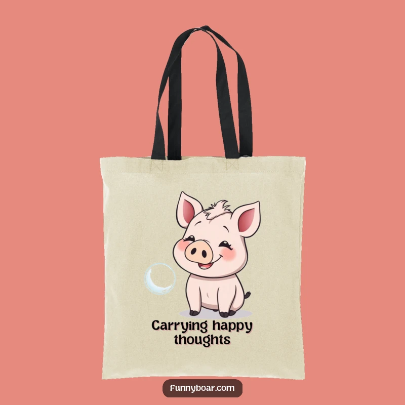 Funny Giggling Boar Tote Bag: Playful Pig Art, Practical and Funny Gift