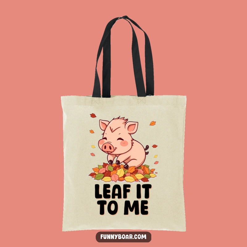 Funny Autumn Boar Tote Bag: Playful Pig Art, Practical and Funny Gift for Shoppers