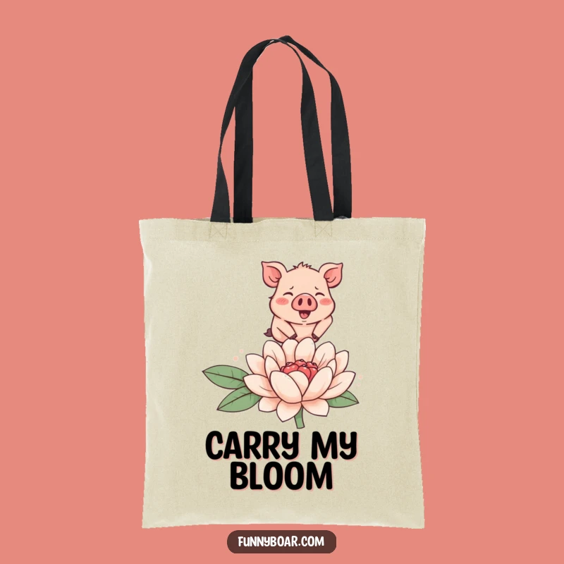 Funny Boar Flower Leap Tote Bag: Cute Cartoon Carry-All for Everyday